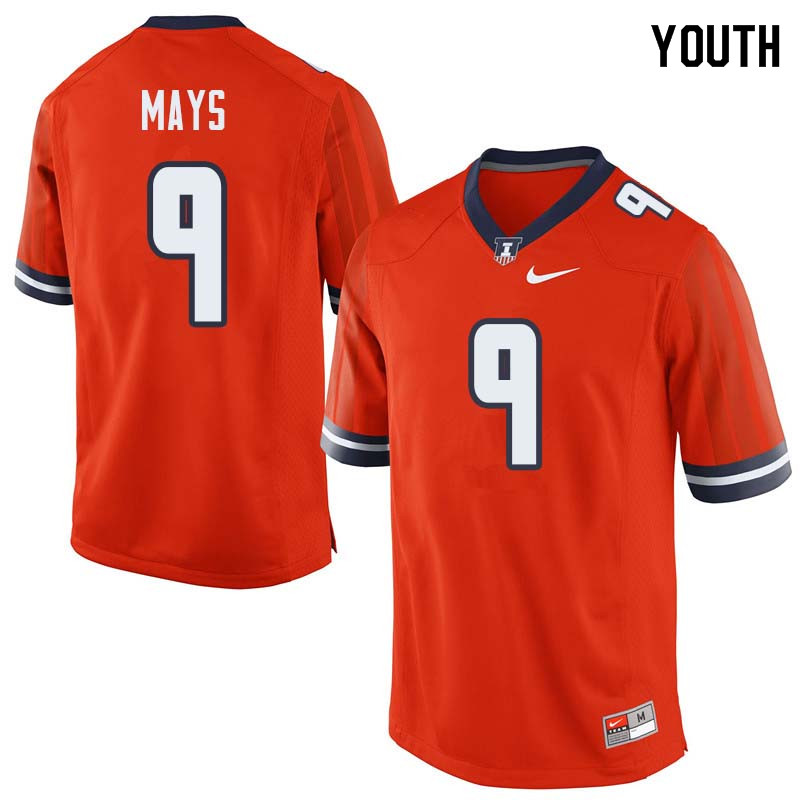 Youth #9 Sam Mays Illinois Fighting Illini College Football Jerseys Sale-Orange